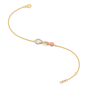 Romantic Diamond <b>Infinity</b> Pink Heart Chain <b>Bracelet</b> - Product Image 3