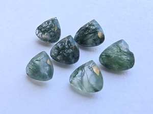 หินมอสอาเกตทรงหัวใจเจียระไน หินอัญมณีปรับขนาดสำหรับทำเครื่องประดับ หินคริสตัลบำบัด - Product Image 4