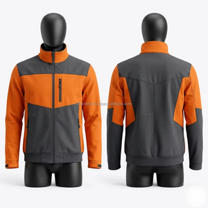 <b>Men's</b> Hooded Fleece <b>Jacket</b> Windproof Solid Color Zipper Closure Outdoor Casual Wear Autumn Season Polyester Material - Product Image 4