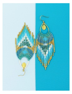Pendientes Largos Bohemios con Flecos de Cuentas, Hechos con Micromacramé y Cuentas Miyuki, Turquesa, Patrón Colorido, Regalo para Mujer, Estilo Fiesta - Product Image 3