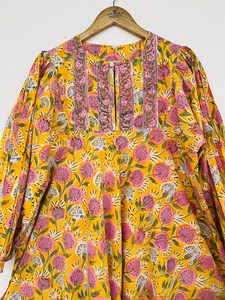 Femmes filles imprimé pur coton Maxi robe indien bloc imprimé décontracté été soirée à la mode en gros longue Midi en vrac - Product Image 2