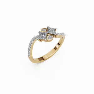 แหวนเพชรแล็บโกรว์ HIPHOPSTAR ทรงกลมและทรงปรินเซส ตัวเรือนทองคำขาว 18K สำหรับผู้หญิงสุดหรู - Product Image 4