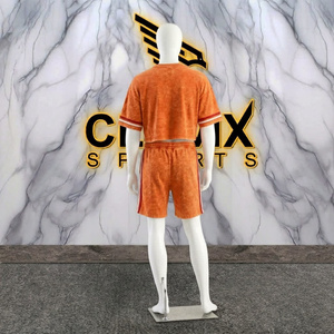 Premium Casual Acid Wash Two Piece Set Men Cotton T <b>Shirt</b> Shorts Summer Outfit Front Logo Letter Pattern OEM ODM Supplier - Product Image 5