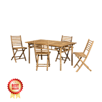 Table basse pliante HAPRO carrée en bambou couleur naturelle, design traditionnel, mobilier d'extérieur pour GT 718