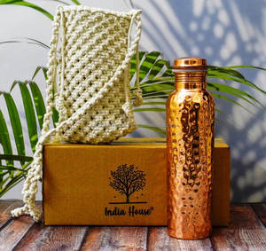 Botella de agua artesanal de cobre antiguo, arte moderno, acabado de laca impresa, decoración de gimnasio a prueba de fugas, estilo de propósito curativo, Ángel - Product Image 3