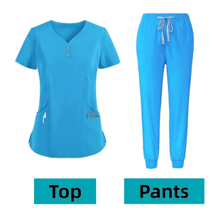 Medical <b>Scrubs</b> Uniform V-neck Hospital Uniforms Nursing <b>Scrubs</b> Uniform Sets Short Sleeve Tops Jogger Pants for Women Nurse Store - Product Image 6