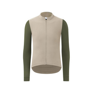Maillot de cyclisme à manches longues beige vert olive, fermeture éclair intégrale, vêtements de sport pour hommes et femmes - Product Image 1
