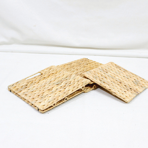 Natural Water Hyacinth <b>Storage</b> <b>Baskets</b> <b>Rectangle</b> With Handles Rustic Multi Purpose Neatening Container - Product Image 6