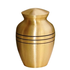 Elegant Antique Bronze Keepsake <b>Urn</b> <b>for</b> <b>Human</b> <b>Ashes</b> - <b>Small</b> Metal Memorial Cremation Vessel with Gold Laurel Leaf Engraving - Product Image 5