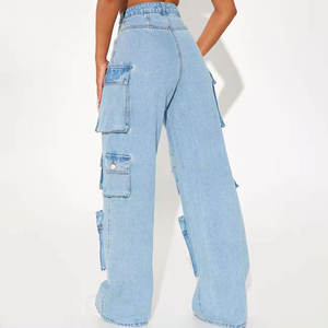 Fabricante Mayorista de Pantalones Vaqueros de Mezclilla para Mujer, Estilo Cargo, Pantalones Vaqueros de Mezclilla de Alta Calidad para Mujer con Etiqueta Personalizada - Product Image 6