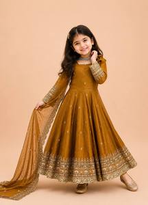 Ensemble de robe Anarkali brodée marron avec dupatta, vêtements ethniques pour femmes pour mariage, fête, Diwali - Product Image 3