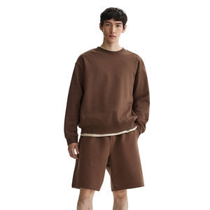 Ensemble sweat-shirt et short pour homme, col rond, couleur unie, style décontracté, automne, tricoté en French Terry, 100% coton. - Product Image 1