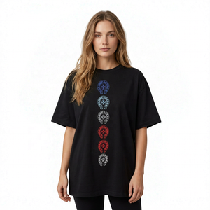 Camiseta Negra de Manga Corta para Hombre con Estampado Digital de Herradura, Cuello Redondo, Ajuste Holgado, Casual, 100% Algodón Tejido Transpirable - Product Image 3