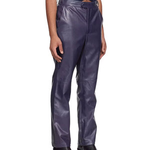 <b>Men's</b> <b>for</b> Leather Coated Casual Trousers High Waist Straight Fit <b>Belted</b> Front Zipper Fly Lightweight <b>Woven</b> Fabric Winter - Product Image 4