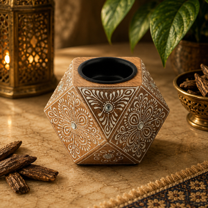 Brûleur à Bakhoor carré en bois avec cage décorative en laiton, porte-encens Oud arabe, Mabkhara, aromathérapie, décoration islamique pour la maison - Product Image 6
