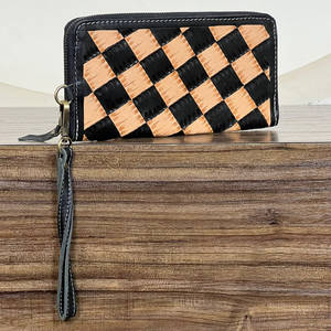Cartera de mano de cuero a cuadros con diseño de herramientas, de moda, para mujer, de lujo, con cremallera, mini monedero, tarjetero, estilo occidental - Product Image 3