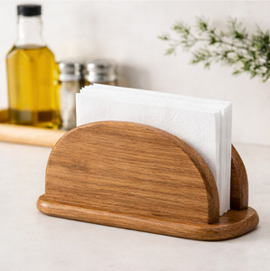 Porta Servilletas de Madera Artesanal Premium, Soporte Vertical Rústico de Media Luna para Servilletas, Decoración para Mesa de Comedor, Cocina y Restaurante - Product Image 6