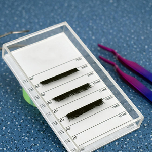 Black Acrylic Eyelash Tile <b>Box</b> Organizer Luxury Lash Extension Palette Holder with Cover <b>Removable</b> Lash Strip Board Display Case - Product Image 3