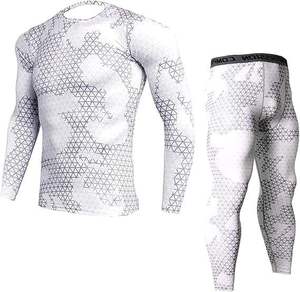 Vêtements de sport de compression pour hommes, ensembles de gym, chemise à manches longues, pantalon, ensemble de course à pied ajusté - Product Image 1