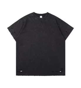 T-shirt personnalisé déchiré et vieilli, T-shirt vintage délavé pour homme, T-shirt ample et vieilli pour homme - Product Image 4