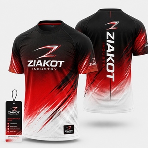 ZIAKOT industry Nouveau design T-shirt de performance pour homme, personnalisé, dégradé rouge, noir et blanc, tendance - Product Image 1