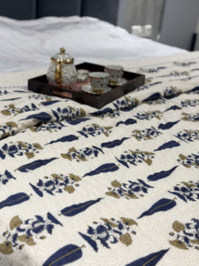 Tela de Algodón Puro Mal para Edredones, 100x100, Azul Marino, Estampado Floral de Hojas, Ecológica, Suave para Todas las Estaciones, para Sábanas Dohar - Product Image 2