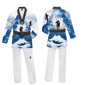 Tenue d'entraînement d'arts martiaux de haute qualité, uniforme de Taekwondo et de Karaté, ensemble de vêtements en polyester à séchage rapide et absorbant la transpiration, avec ajustement réglable - Product Image 1