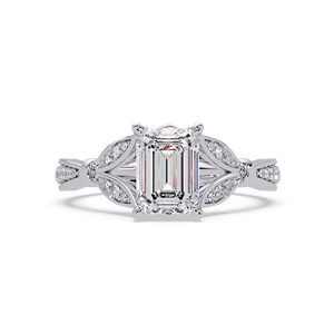 แหวนหมั้นเพชรทรงเหลี่ยมมรกตทองคำ 9K เพชรเพาะเลี้ยง - Product Image 5