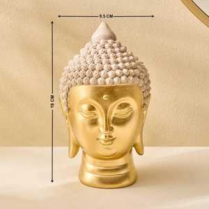 Statue de tête de Bouddha en laiton antique moderne, artisanat en métal fait à la main, décoration d'intérieur - Product Image 3