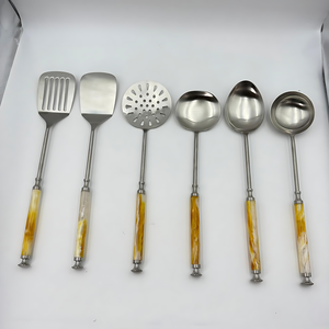 Kitchen Set With Stand Set of 6 With Resin Handle Polish Finish Stainless Steel For The Use Of Party And Wedding - Product Image 2