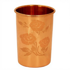 Pure Copper Water <b>Glass</b> with Magical Floral Engraved Design Handmade Copper Drinking <b>Tumbler</b> Elegant Metal Drinkware for Home - Product Image 5