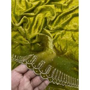 Beautiful Jarkhan Diamond Beaded Saree for Parties Elegant Indian Dress with Intricate Decoration - Product Image 3