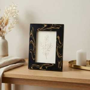 Modern Printed Black and <b>Cream</b> Geometric Wood & Bone <b>Photo</b> <b>Frame</b> 4x6 Inches Home Decor - Product Image 5