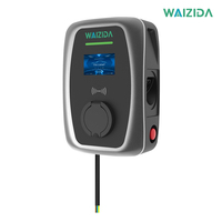 Pengisi Daya Dinding AC EV Versi Soket 22kW OCPP1.6J Input 380V RFID APP Perlindungan Kebocoran Dalam dan Luar Ruangan EVSE
