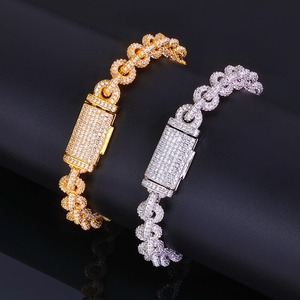 Chaîne de bijoux sertie de diamants, bracelet hip hop en zircon pour homme, accessoires tendance, personnalisation possible - Product Image 3