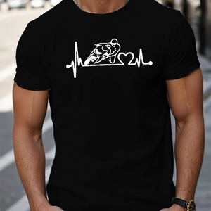 เสื้อยืดผู้ชายคุณภาพดีลายกราฟิกนักขี่มอเตอร์ไซค์ เสื้อยืดคอกลมแขนสั้นลำลองสำหรับผู้ชาย - Product Image 4