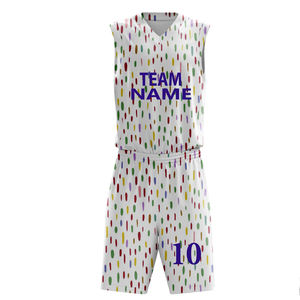 Conjunto de uniforme de baloncesto unisex personalizado, ropa de equipo, camiseta de baloncesto, pantalones cortos de baloncesto de malla transpirable, camiseta sin mangas. - Product Image 3