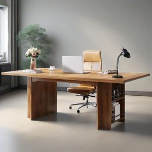 Modern Executive Office <b>Desk</b> 62.99-Inch <b>Large</b> Long Writing Table with Storage Shelves Computer <b>Desk</b> - Product Image 4
