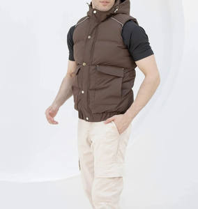 Chaleco acolchado grueso para hombre con logotipo personalizado, cuello alto, bolsillos con cremallera, chaqueta de invierno, chaleco acolchado negro para hombre - Product Image 6