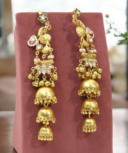 Pendientes Largos de Lujo con Baño de Oro y Moissanita, Calidad Premium, Hermosos Pendientes Kundan para Mujeres y Niñas, Ideales para Bodas y Fiestas - Product Image 3