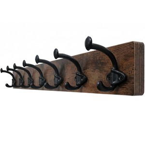 Rustic Fir Wood <b>Wall</b> Hook <b>Rack</b> 10-Hook Hand-Carved Wholesale Moradabad - Product Image 3