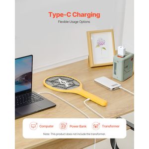 Racchetta Elettrica Anti-Insetti Ricaricabile con Batteria da 500mAh, Rete a 3 Strati, Potente Dispositivo per Eliminare Zanzare e Mosche per Interni ed Esterni - Product Image 6