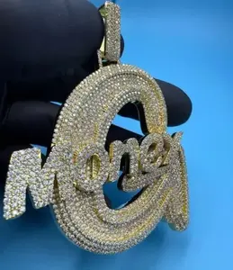 Colgante Personalizado de Letra Burbuja de Moissanita, Amuleto con Nombre Iced Out, Letras del Alfabeto de Plata 925, Joyería Hip Hop, Colgante Personalizado - Product Image 3