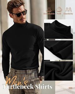 เสื้อสเวตเตอร์คอเต่าทรงสลิมฟิตสำหรับผู้ชาย ถักนิตติ้งสีพื้น แขนยาว สวมใส่สบายๆ สำหรับฤดูใบไม้ร่วง - Product Image 5