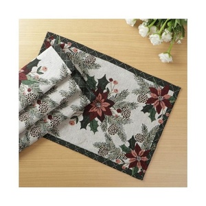 Jacquard Woven Jacquard Embroidered Shiny Placemats Restaurant Dinning Table Pad Floral Patterned Digital Custom Made Decoration - Product Image 2
