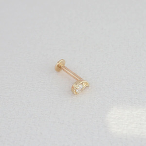 14K Solid <b>Gold</b> CVD Diamond Labret <b>Earrings</b> | Trendy Wedding Gift | 16G 18G Internal Threaded <b>Flat</b> <b>Back</b> Bulk Wholesale Jewelry - Product Image 4