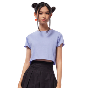 T-shirt court classique pour femme en mélange de coton doux, respirant, idéal pour l'été, tenue décontractée élégante et confortable, en promotion - Product Image 1