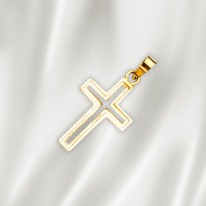 Pendentif croix silhouette plaqué or 14K bijoux religieux de couleur unie de haute qualité pour hommes et femmes - Product Image 5