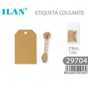 Etichetta da appendere Ilan 5x8 cm in carta kraft, 12 pezzi per etichettatura di capi d'abbigliamento - Product Image 1