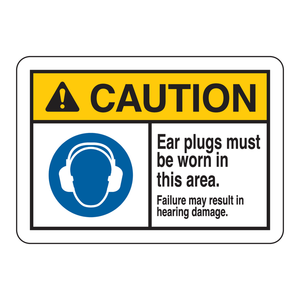Panneau de signalisation de sécurité : Attention, bouchons d'oreilles requis pour les zones de travail industrielles - Product Image 2